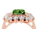 Rose gold Princess Cut Peridot Floral Double Halo Engagement Ring with Prong Setting_64