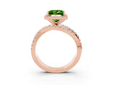 Rose gold Princess Cut Peridot Halo Ring with Round Split Shank and Prong Setting_51