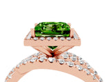 Rose gold Princess Cut Peridot Halo Ring with Round Split Shank and Prong Setting_52