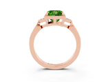 Rose gold Princess Cut Peridot Halo Ring with Tapered Band and Four-Prong Setting_3