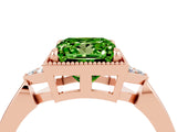 Rose gold Princess Cut Peridot Halo Ring with Tapered Band and Four-Prong Setting_4