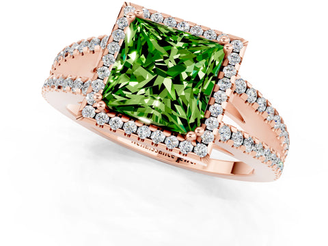 Rose gold Princess Cut Peridot Halo Split Shank Engagement Ring_13