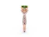 Rose gold Princess Cut Peridot  Halo Twist Band Solitaire Prong Setting Ring_38