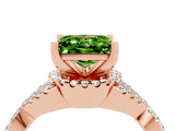 Rose gold Princess Cut Peridot  Halo Twist Band Solitaire Prong Setting Ring_40