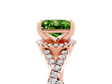 Rose gold Princess Cut Peridot  Halo Twist Band Solitaire Prong Setting Ring_41