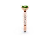 Rose gold Princess Cut Peridot Milgrain Pavé Engagement Ring with Four-Prong Setting_14