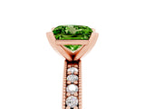 Rose gold Princess Cut Peridot Milgrain Pavé Engagement Ring with Four-Prong Setting_17