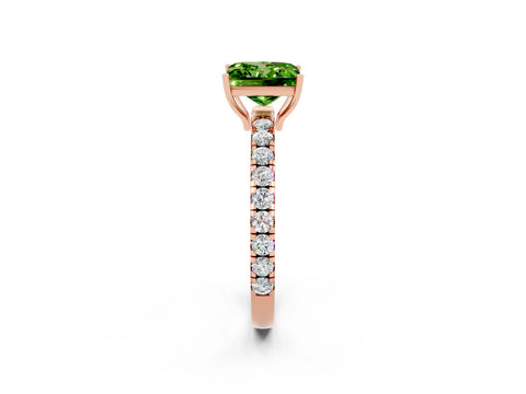 Rose gold Princess Cut Peridot Pavé Solitaire Engagement Ring with Four-Prong Setting_14