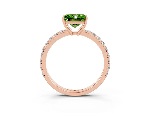 Rose gold Princess Cut Peridot Pavé Solitaire Engagement Ring with Four-Prong Setting_15
