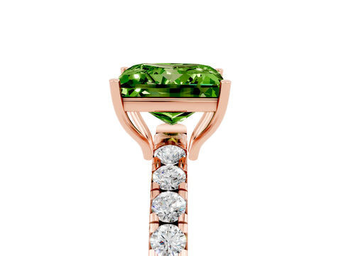 Rose gold Princess Cut Peridot Pavé Solitaire Engagement Ring with Four-Prong Setting_17