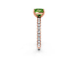 Rose gold Princess Cut Peridot Pavé Solitaire Ring with Round Band and Prong Setting_26