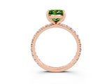 Rose gold Princess Cut Peridot Pavé Solitaire Ring with Round Band and Prong Setting_27