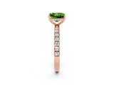 Rose gold Princess Cut Peridot Pave Band Solitaire Ring with Four-Prong Setting_26