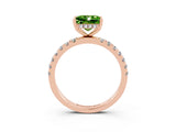 Rose gold Princess Cut Peridot Pave Band Solitaire Ring with Four-Prong Setting_27