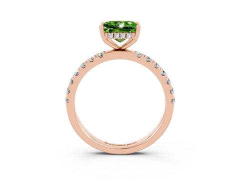 Rose gold Princess Cut Peridot Pave Band Solitaire Ring with Four-Prong Setting_27