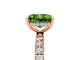 Rose gold Princess Cut Peridot Pave Band Solitaire Ring with Four-Prong Setting_29