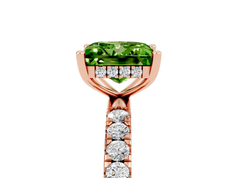 Rose gold Princess Cut Peridot Pave Band Solitaire Ring with Four-Prong Setting_29