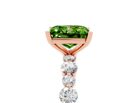 Rose gold Princess Cut Peridot Prong Set Engagement Ring with Pavé Band_5