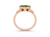 Rose gold Princess Cut Peridot Ring with Side Stones and Four-Prong Setting_39