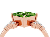 Rose gold Princess Cut Peridot Ring with Side Stones and Four-Prong Setting_40