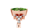 Rose gold Princess Cut Peridot Ring with Side Stones and Four-Prong Setting_41