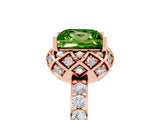 Rose gold Princess Cut Peridot Scalloped Halo Engagement Ring with Round Shared Prong Band_17