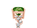 Rose gold Princess Cut Peridot Scattered Round Accent Ring with Prong Setting_17