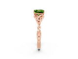 Rose gold Princess Cut Peridot Solitaire Celtic Knot Ring with Four-Prong Setting_14