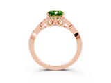 Rose gold Princess Cut Peridot Solitaire Celtic Knot Ring with Four-Prong Setting_15