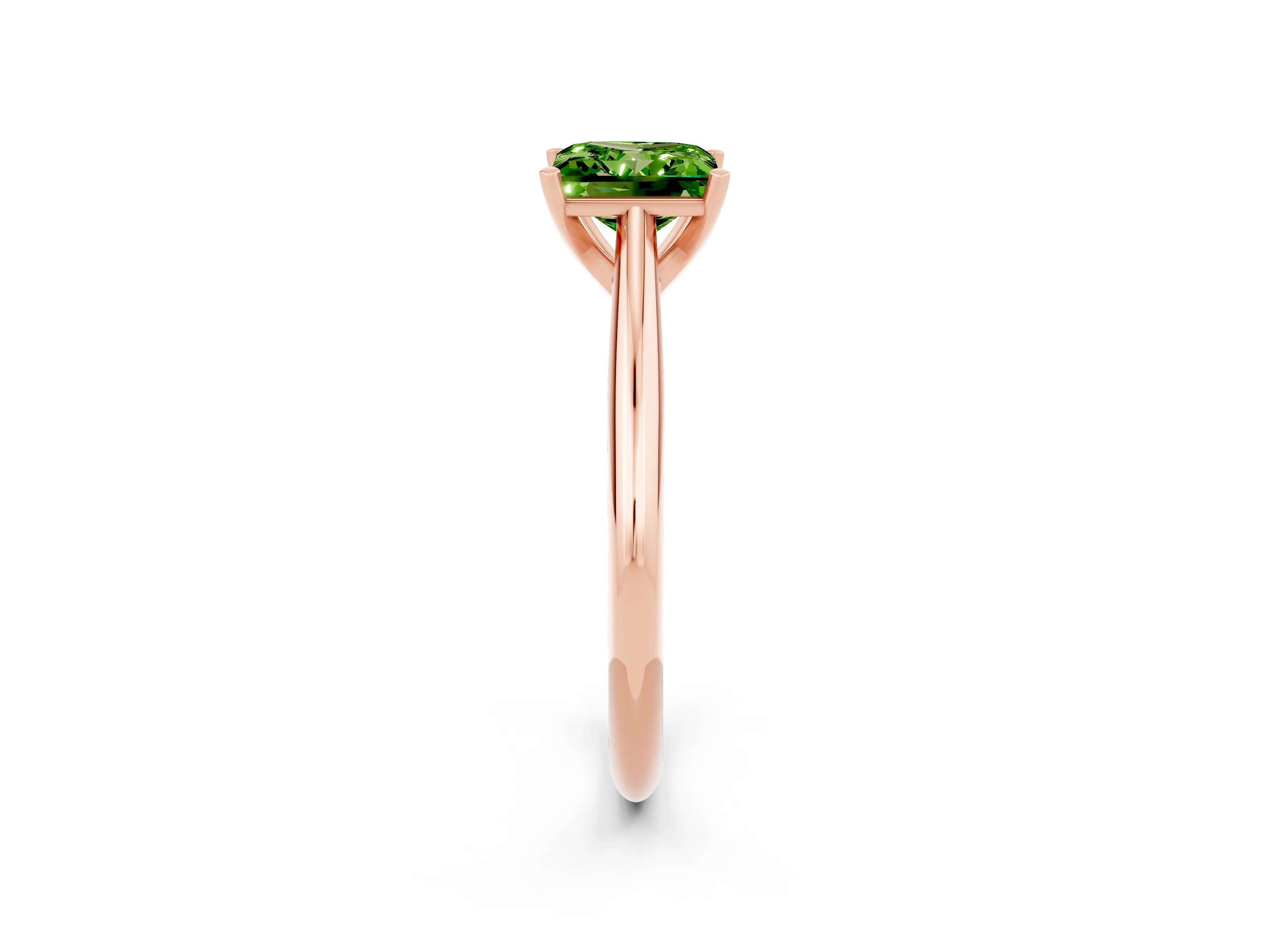 Rose gold Princess Cut Peridot Solitaire Engagement Ring with Cathedral Setting and Four-Prong Mount_14