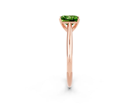 Rose gold Princess Cut Peridot Solitaire Engagement Ring with Cathedral Setting and Four-Prong Mount_14