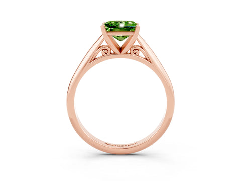 Rose gold Princess Cut Peridot Solitaire Engagement Ring with Cathedral Setting and Four-Prong Mount_15