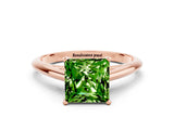 Rose gold Princess Cut Peridot Solitaire Engagement Ring with Cathedral Setting and Four-Prong Mount_24