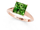 Rose gold Princess Cut Peridot Solitaire Engagement Ring with Cathedral Setting and Four-Prong Mount_25