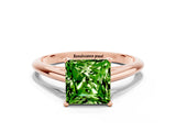 Rose gold Princess Cut Peridot Solitaire Engagement Ring with Cathedral Setting and Four-Prong Mount_66