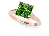 Rose gold Princess Cut Peridot Solitaire Engagement Ring with Cathedral Setting and Four-Prong Mount_67