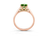 Rose gold Princess Cut Peridot Solitaire Engagement Ring with Cathedral Setting and Four-Prong Mount_69
