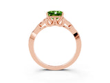Rose gold Princess Cut Peridot Solitaire Engagement Ring with Celtic Knot Band and Four-Prong Setting_3