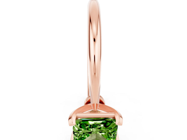 Rose gold Princess Cut Peridot Solitaire Engagement Ring with Classic Band and Four-Prong Setting