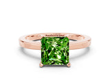 Rose gold Princess Cut Peridot Solitaire Engagement Ring with Classic Band and Four-Prong Setting_24