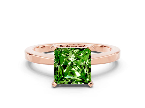 Rose gold Princess Cut Peridot Solitaire Engagement Ring with Classic Band and Four-Prong Setting_24