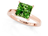 Rose gold Princess Cut Peridot Solitaire Engagement Ring with Classic Band and Four-Prong Setting_25
