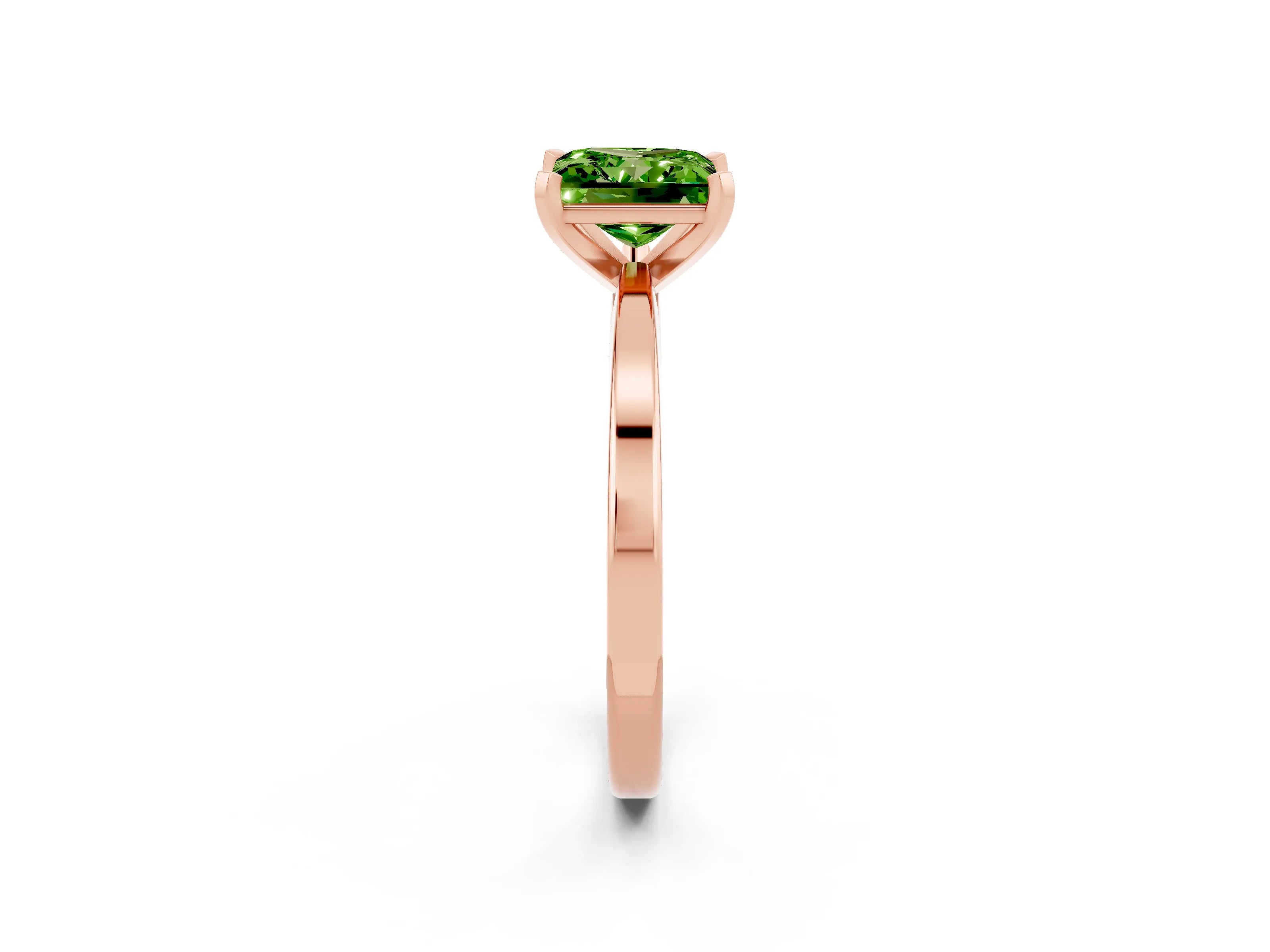 Rose gold Princess Cut Peridot Solitaire Engagement Ring with Classic Band and Four-Prong Setting_26