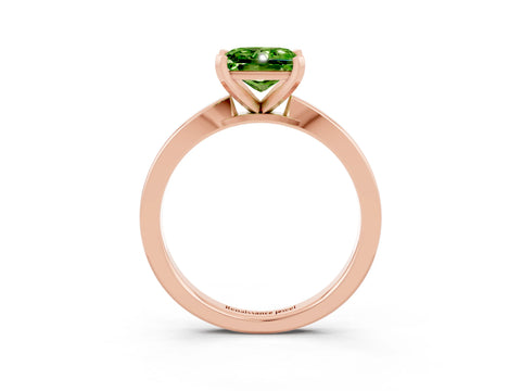 Rose gold Princess Cut Peridot Solitaire Engagement Ring with Classic Band and Four-Prong Setting_27
