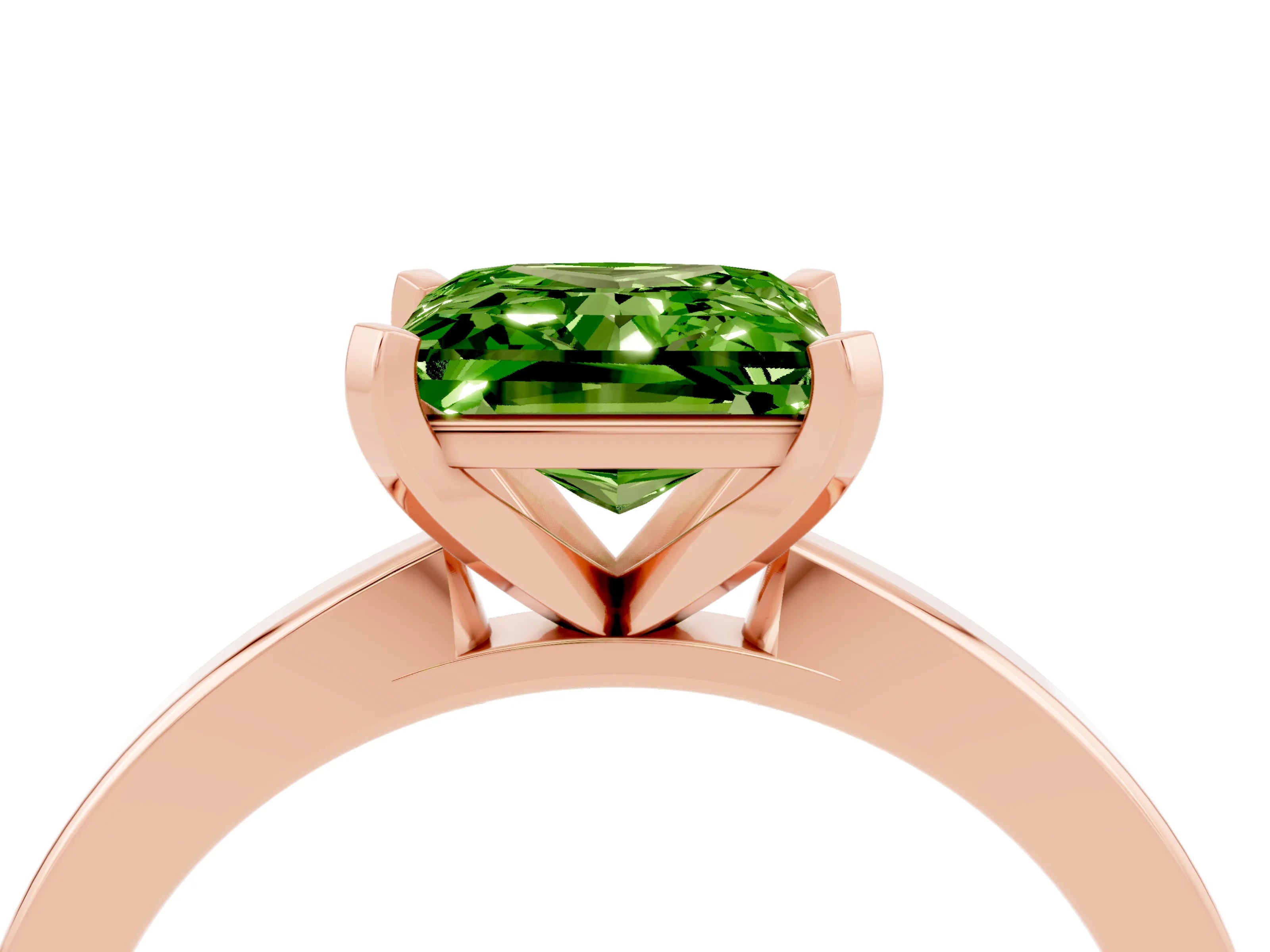 Rose gold Princess Cut Peridot Solitaire Engagement Ring with Classic Band and Four-Prong Setting_28