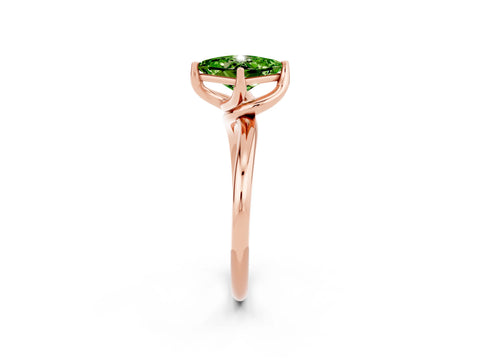 Rose gold Princess Cut Peridot Solitaire Engagement Ring with Four-Prong Setting and Classic Band_14