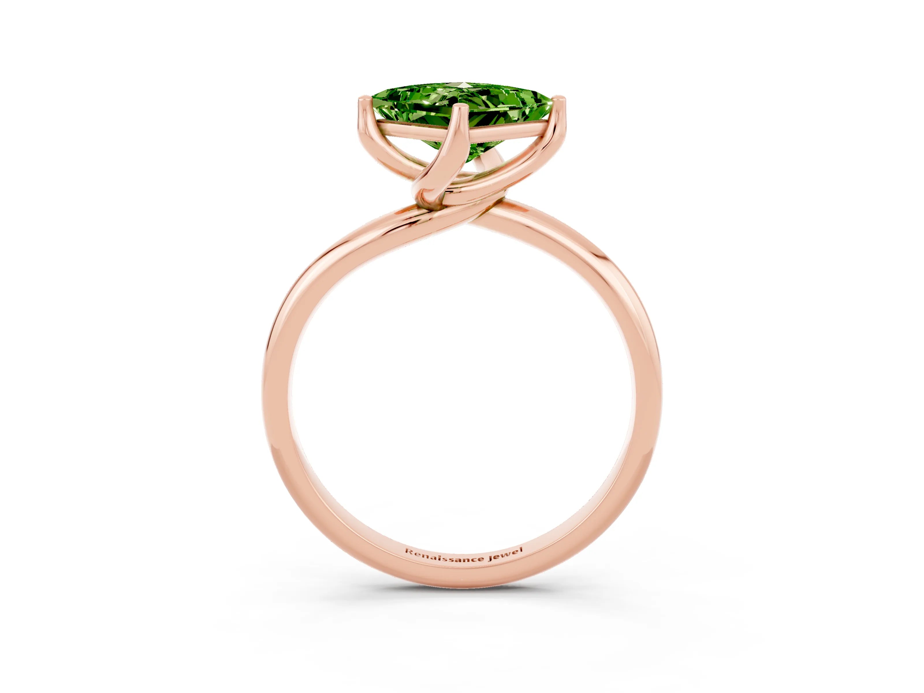Rose gold Princess Cut Peridot Solitaire Engagement Ring with Four-Prong Setting and Classic Band_15