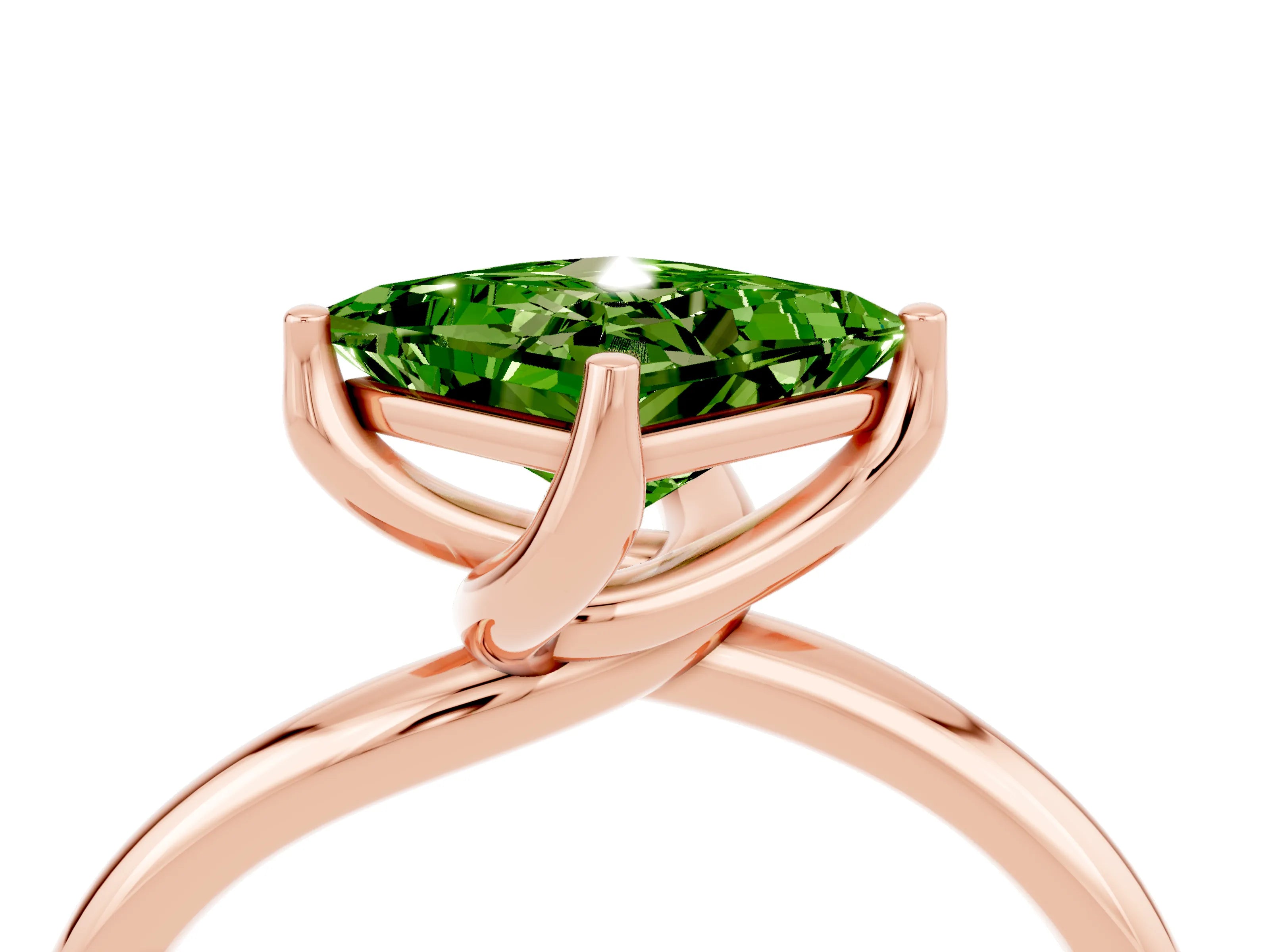 Rose gold Princess Cut Peridot Solitaire Engagement Ring with Four-Prong Setting and Classic Band_16