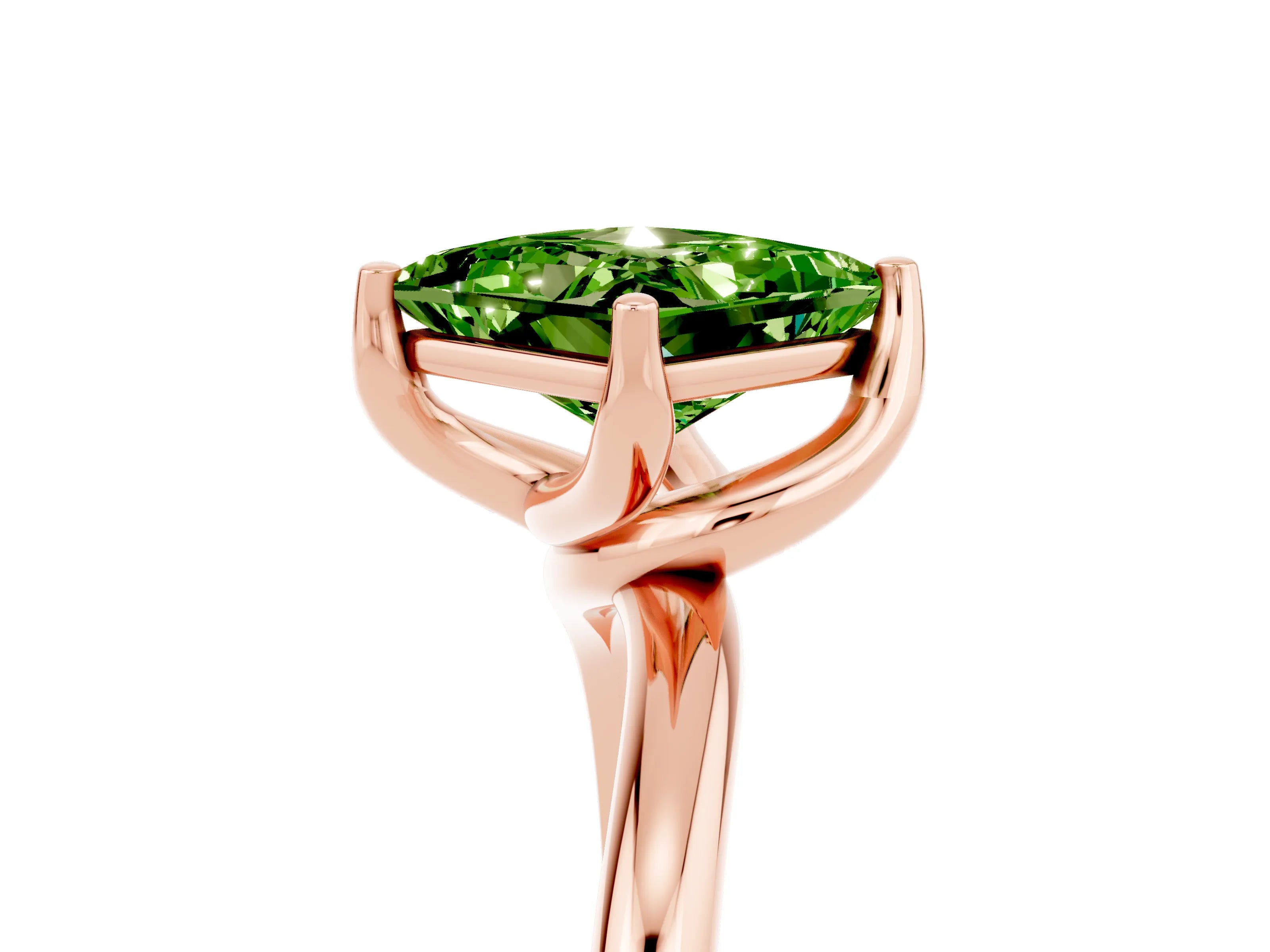 Rose gold Princess Cut Peridot Solitaire Engagement Ring with Four-Prong Setting and Classic Band_17
