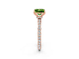 Rose gold Princess Cut Peridot Solitaire Engagement Ring with Pavé Band and Four-Prong Setting_2